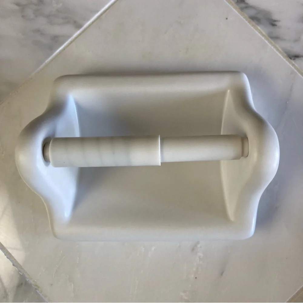 White Ceramic Wall-Mounted Toilet Paper Holder - Classic Bath Accessory